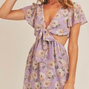 Sage the label viola midi dress purple floral cut out dress size small
